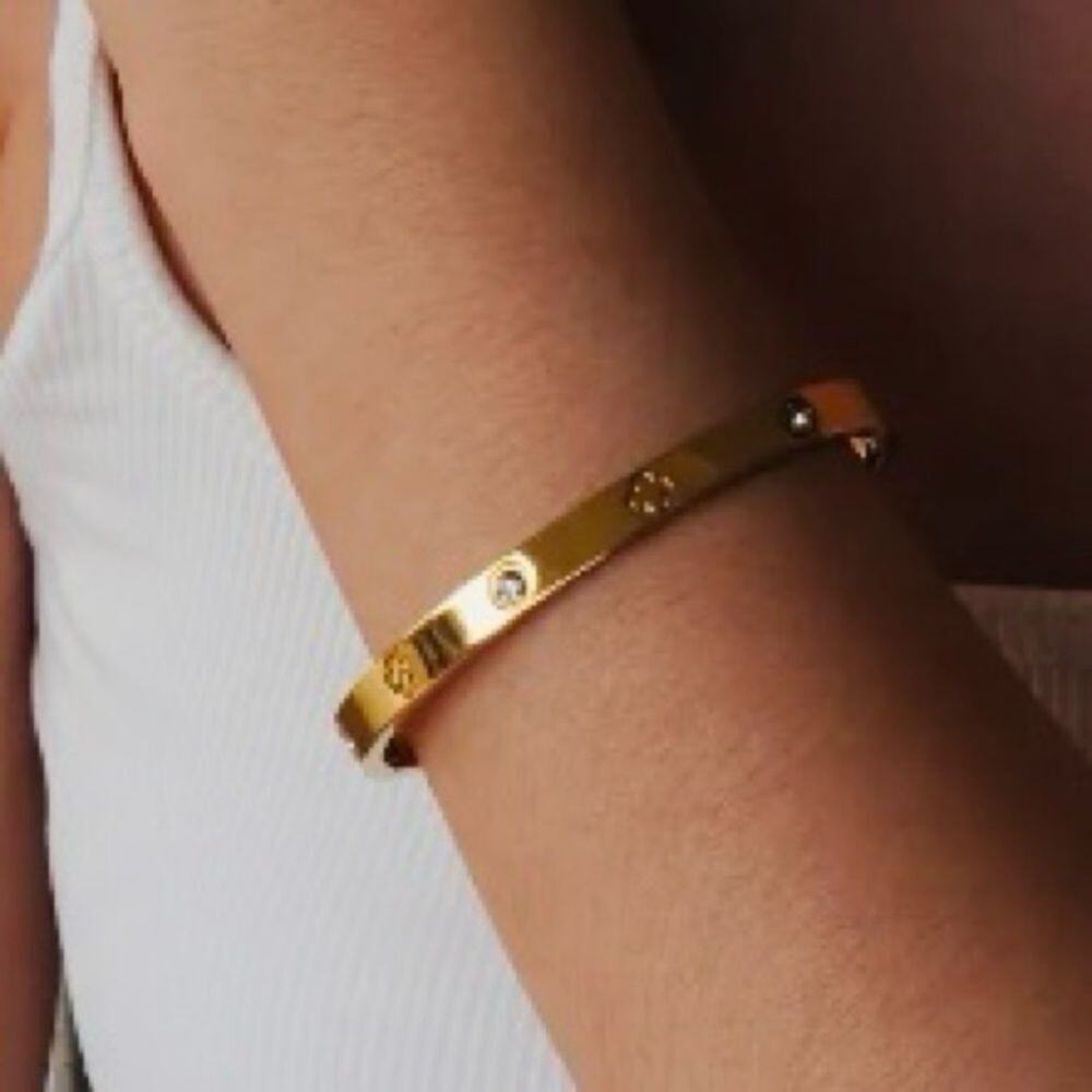 Gold Plated Bracelet with Crystal Accents - Picture 2 of 10